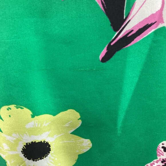 J.‎ Crew Green Floral Silk Dress Size 0 Shift Dress Halter Swoop Sleeveless - Picture 7 of 9